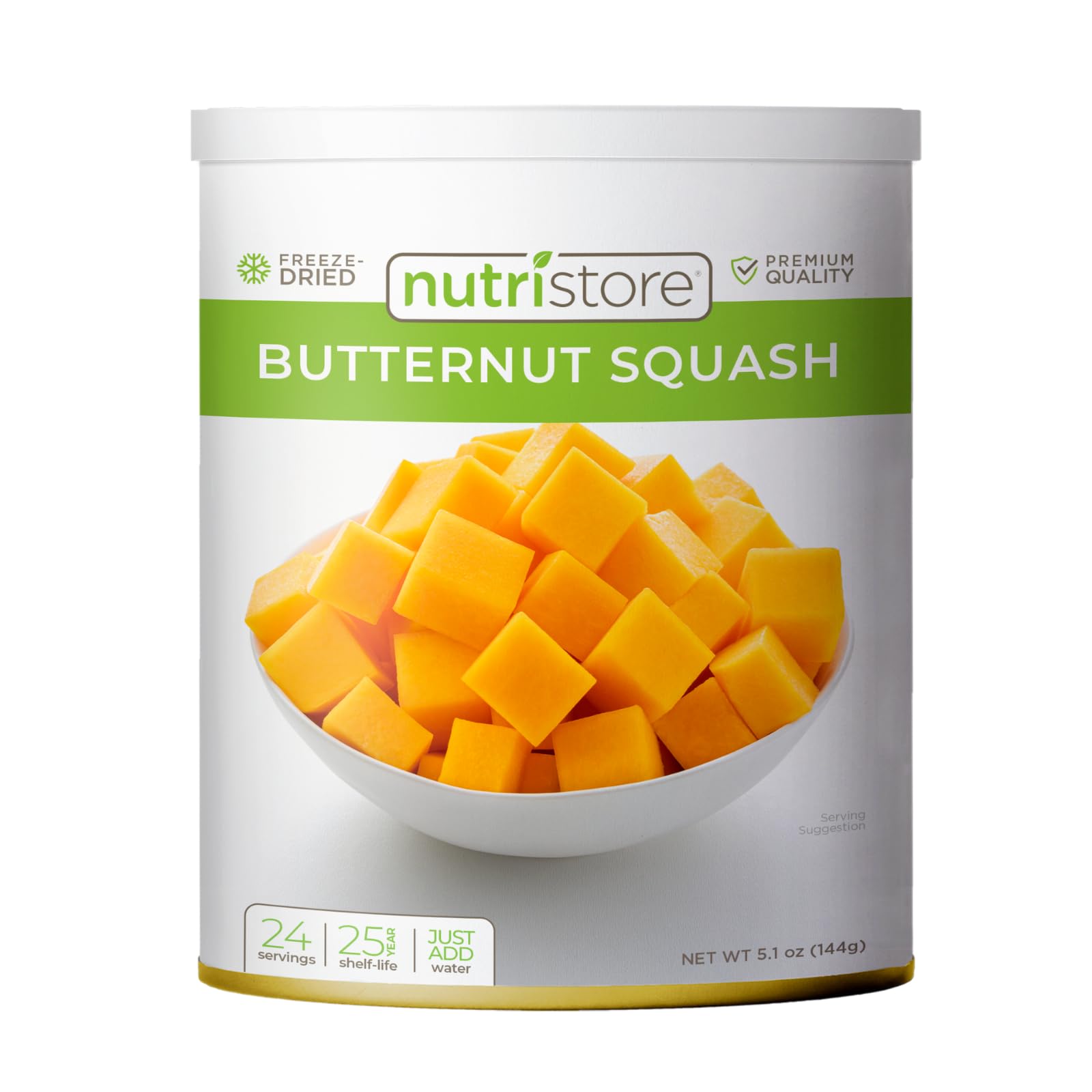 Nutristore Freeze Dried Butternut Squash | Vegetables for Healthy Snack or Long Term Storage | Emergency Survival Canned Food Supply | Bulk #10 Can Veggies | 25 Year Shelf Life | 24 Servings