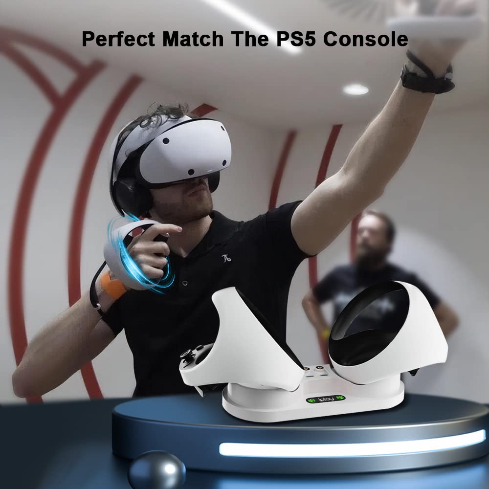 HOMSCAM Ladestation für PS VR2 Controller, 1.5 Stunden Schnelle Ladegerät für PlayStation VR2 Controller mit 4 Type-C Magnetische Schnittstellen, LED Anzeige, Type-C-Ladestation für PS VR2 Zubehör