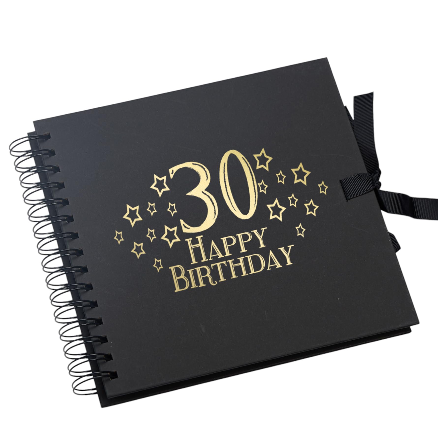 Ukgiftstoreonline Black 30Th Birthday Scrapbook, Guest Book Or Photo Album With Gold Script