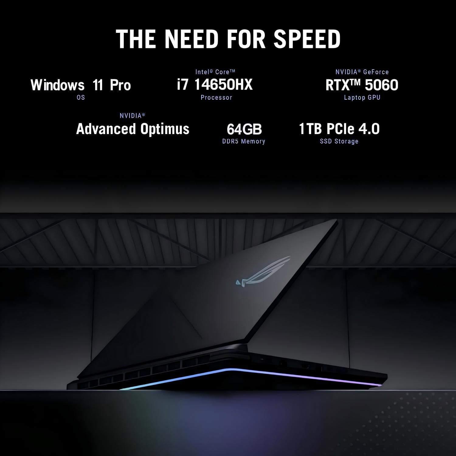ASUS ROG Strix G16 Gaming Laptop, Intel 16-Core i7-14650HX, NVIDIA RTX 5060, 16" FHD+ 16:10 165Hz/3ms Display, 64GB DDR5, 1TB Gen 4 SSD, Dolby Atmos, Hires Audio, Windows 11 Pro, Wi-Fi 7, accessori