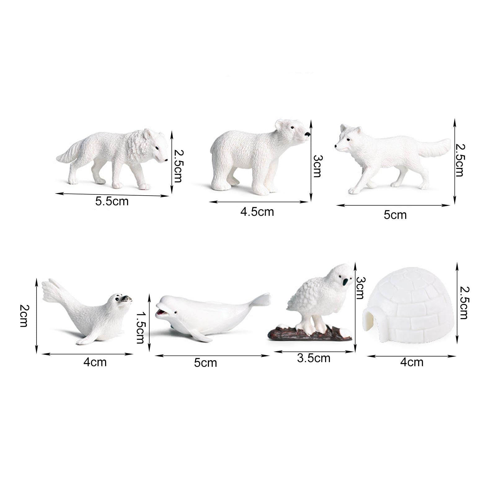 6X Modello di Animali Artici Statue in Miniatura Giocattoli di Plastica per Bambini Regalo Scaffale Decorazione