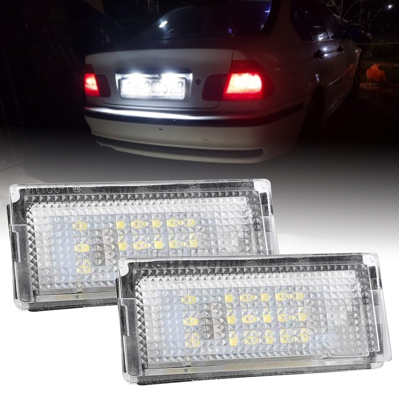 AUTOXBERT 2 x LED Kennzeichenbeleuchtung Für BMW 3er E46 4D 1998-2005 Für BMW 3er E46 5D Touring 1998-2005 6000K 18SMD LED Kennzeichenleuchten