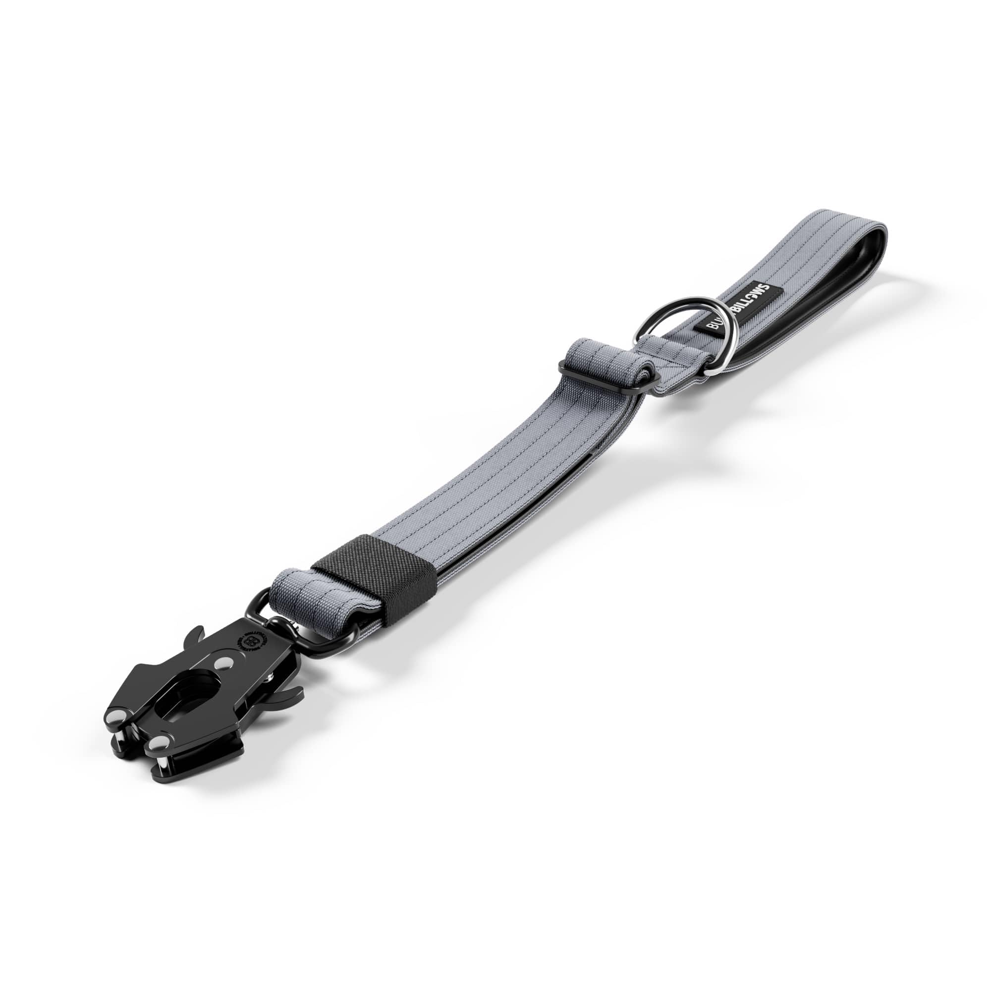 BullyBillows Traffic Dog Lead | Short Handle for Tight Control and Safety | Padded, Robust and Ideal for Car and Walks (Metal grey)