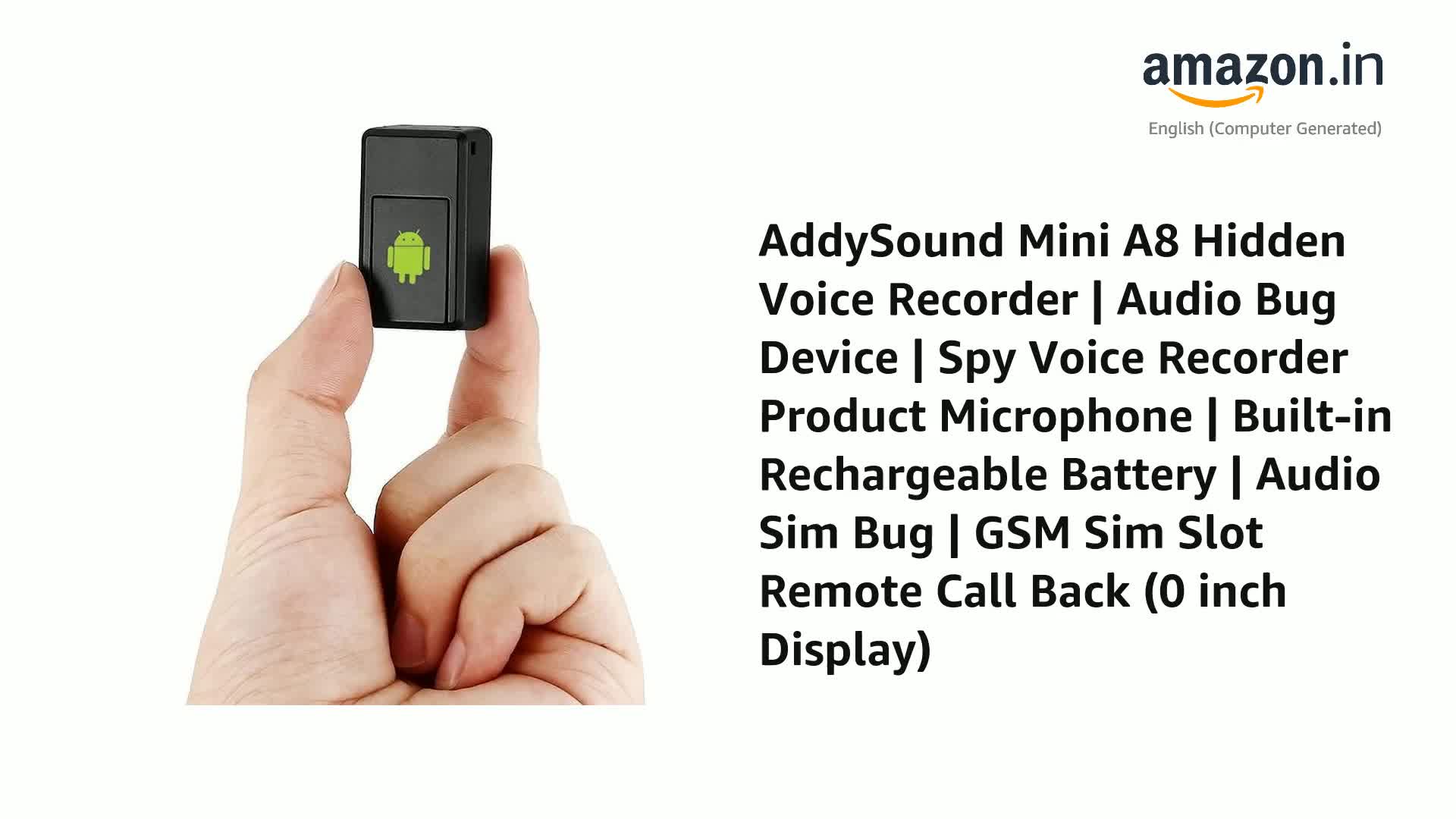 AddySound Mini A8 Hidden Voice Recorder Audio Bug Device Spy Voice