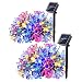 Qedertek 2 Pack Flower Solar String Lights, 21ft 50 LED Blossom Fairy Garden String Lights for Outdoor, Home, Lawn, Wedding, Patio, Party and Holiday Decorations (Multi-Color)