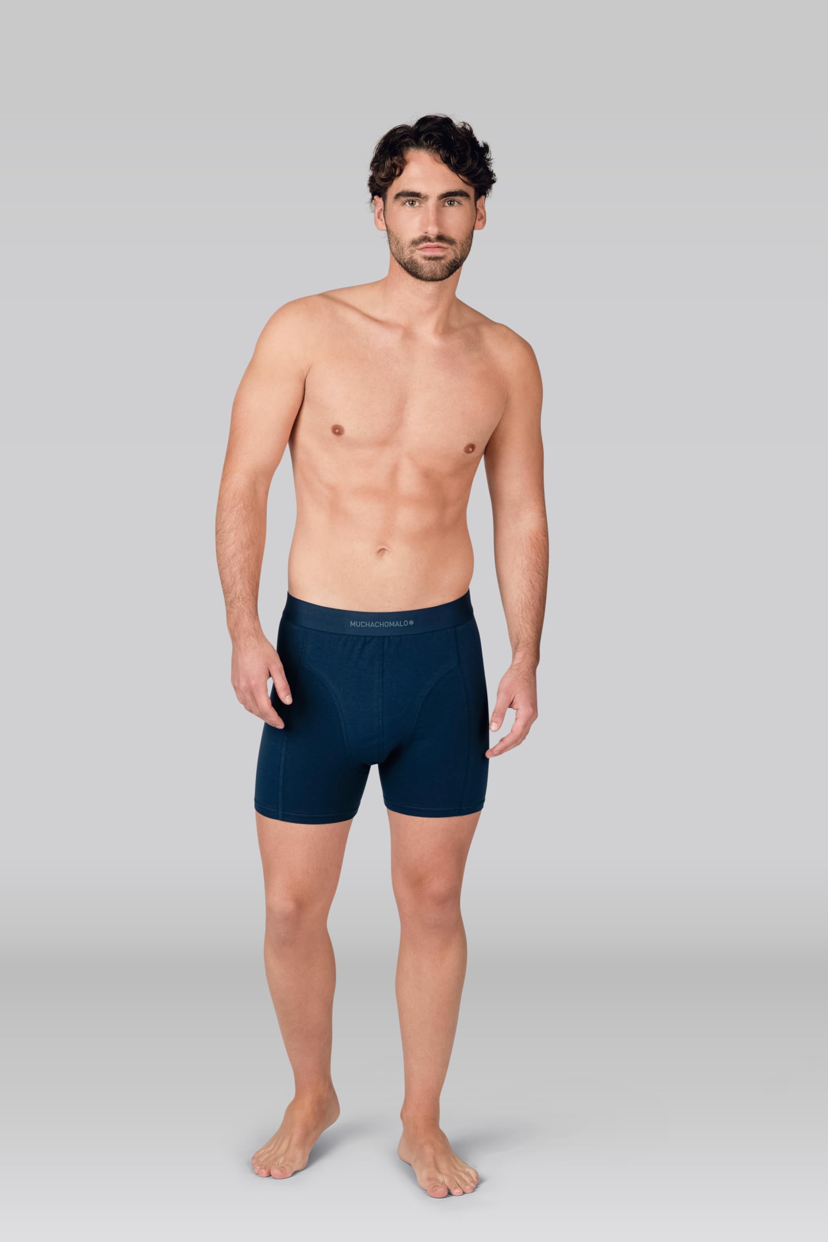 Muchachomalo Uomo Boxer 6-Pack, Tinta Unita, Cotone Pima, Fascia Elastica