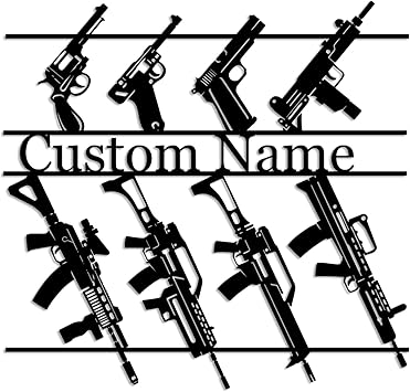 Amazon.com: Custom Gun Metal Wall Art Sign, Personalized Guns Pistols ...