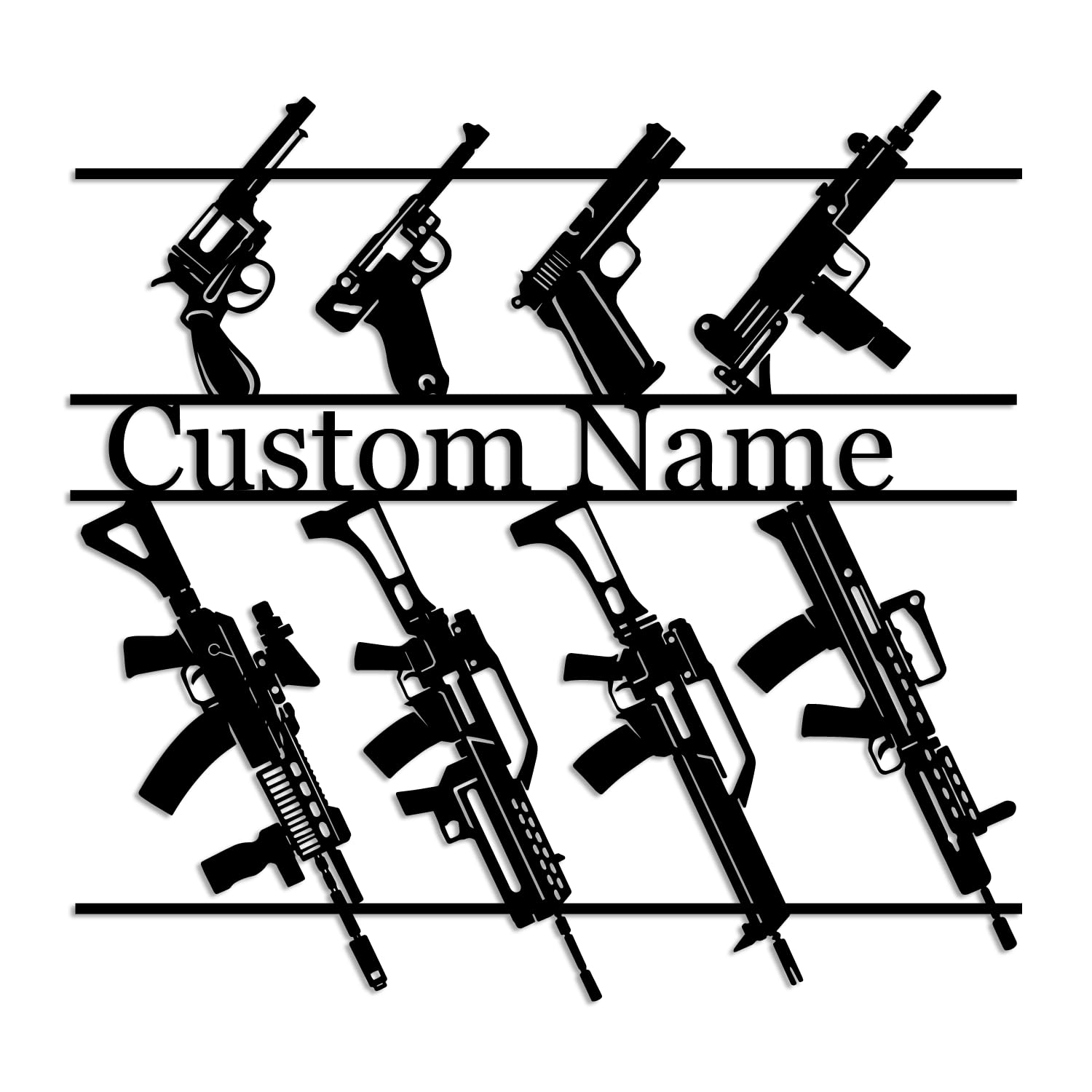 Kissesuu Style G Custom Gun Metal Sign, Personalized Guns Pistols Shotguns Name Metal Signs,Gun Metal Wall Art, Army Gift, Veteran Gift, Gun Room Sign, Armory Decor, Gun Gift, Gun Owner Gift, Gift For Him (Style G)