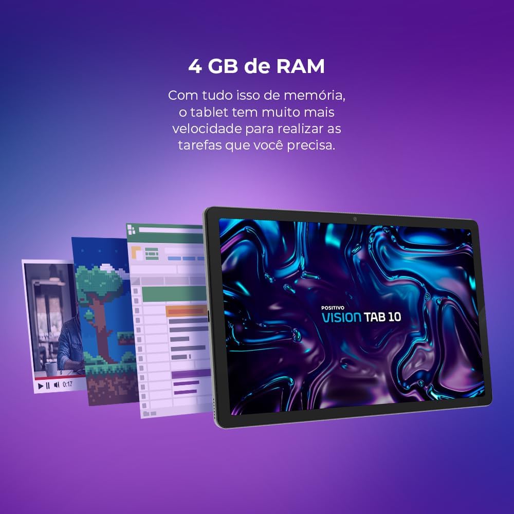 Tablet Positivo Vision TAB 10 com Capa Teclado 4GB RAM 128GB Armazenamento, Octa-Core, 13MP + Selfie 5MP, Bateria 6000mAh, Tela 10.1“ HD, Wifi AC e 4G, Full Lamination - Preto Tablet Positivo Vision TAB 10 com Capa Teclado 4GB RAM 128GB Armazenamento, Octa-Core, 13MP + Selfie 5MP, Bateria 6000mAh, Tela 10.1“ HD, Wifi AC e 4G, Full Lamination - Preto