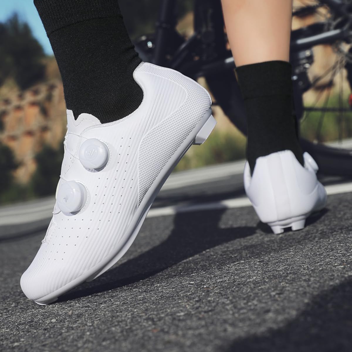 Rennrad Fahrradschuhe für Herren – Carbonsohle mit Drehverschluss Atmungsaktiv & Stoßdämpfend Radsportschuhe kompatibel mit SPD, SPD-SL & Look Delta Pedalen