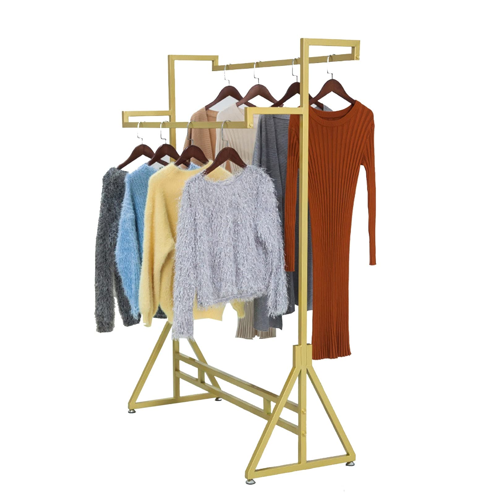 FGXHHS Gold Garment Rack - Freestanding Double Rod Metal Clothing Rack, Multi-Functional for Bedroom and Retail Boutique, 100x50x160cm, Stylish Clothes Hanger