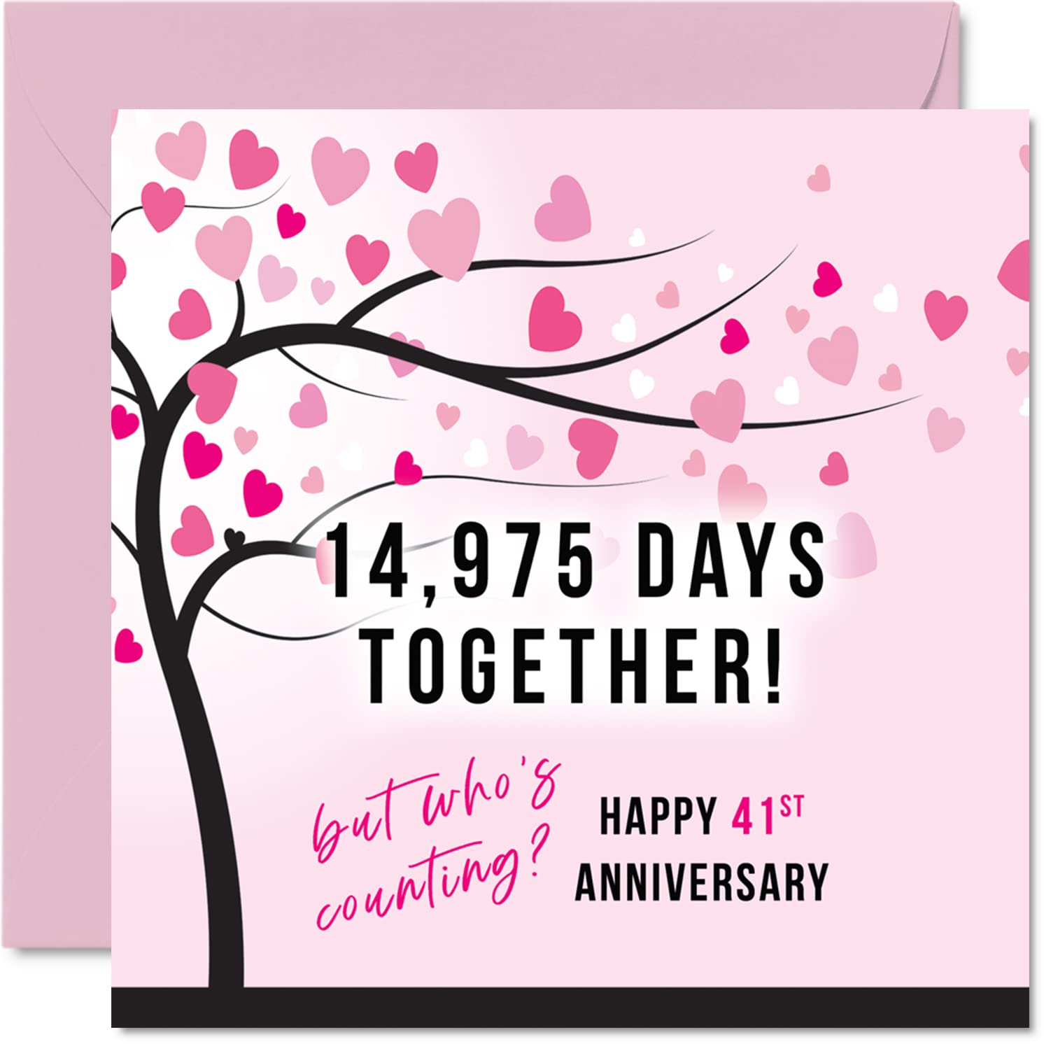 Funny 41st Anniversary Card for Wife or Husband - 14975 Days Together - I Love You Gifts, Happy 41st Wedding Anniversary Cards for Partner, 145mm Greeting Cards Anniversaries