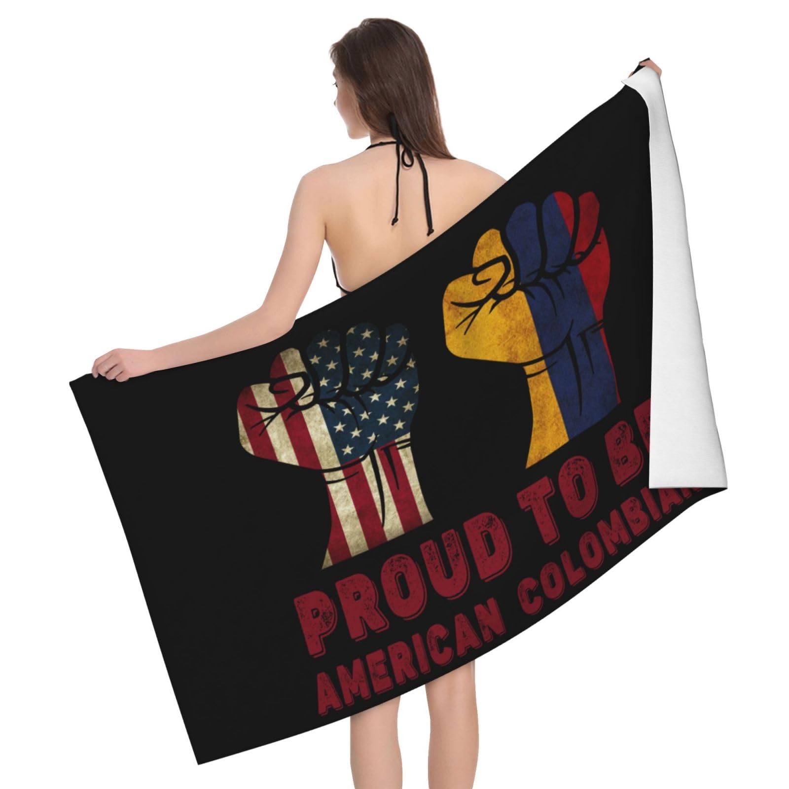 HLBSDM Microfiber Proud to Be Colombian America Flag Beach Towel Quick Dry Soft Sand Free Beach Towels for Pool Swim Beach Lightweight Thin Towels