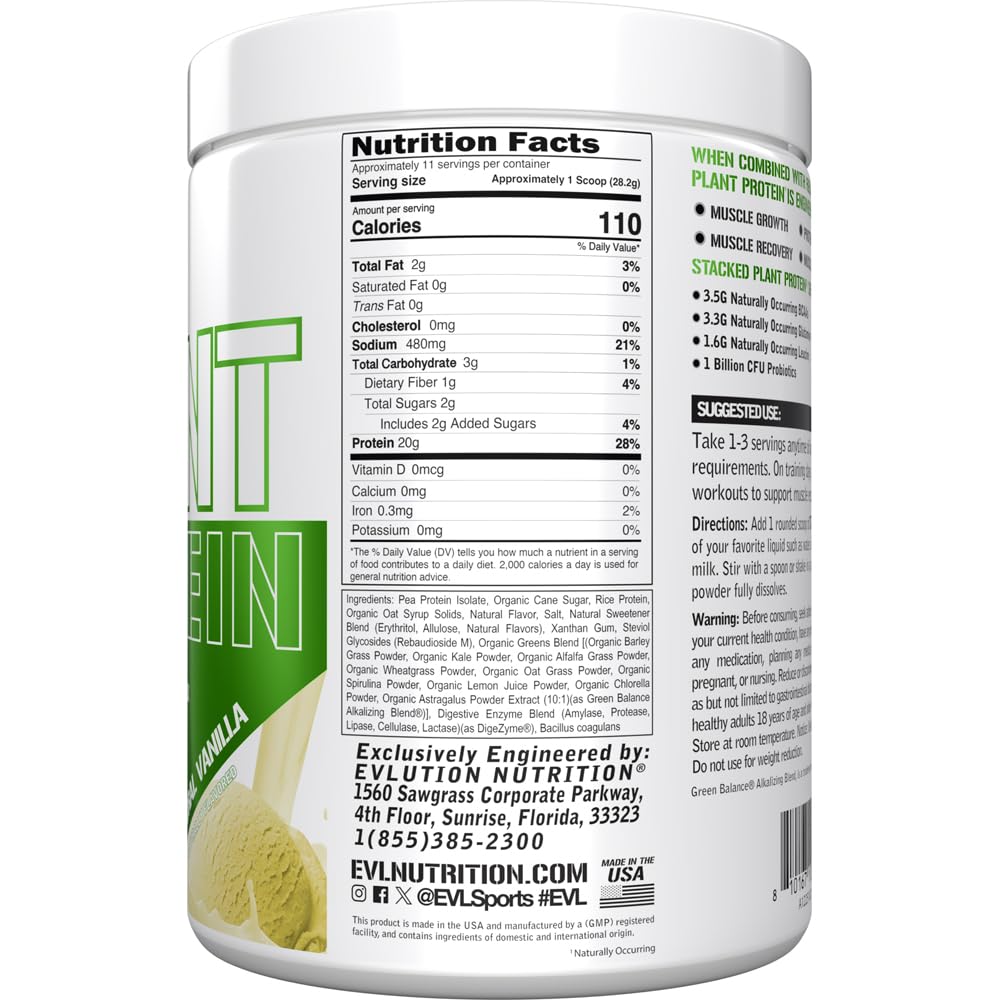 Evlution EVL Stacked Plant Protein Powder - 300g - Natural Vanilla — Amazon image 2