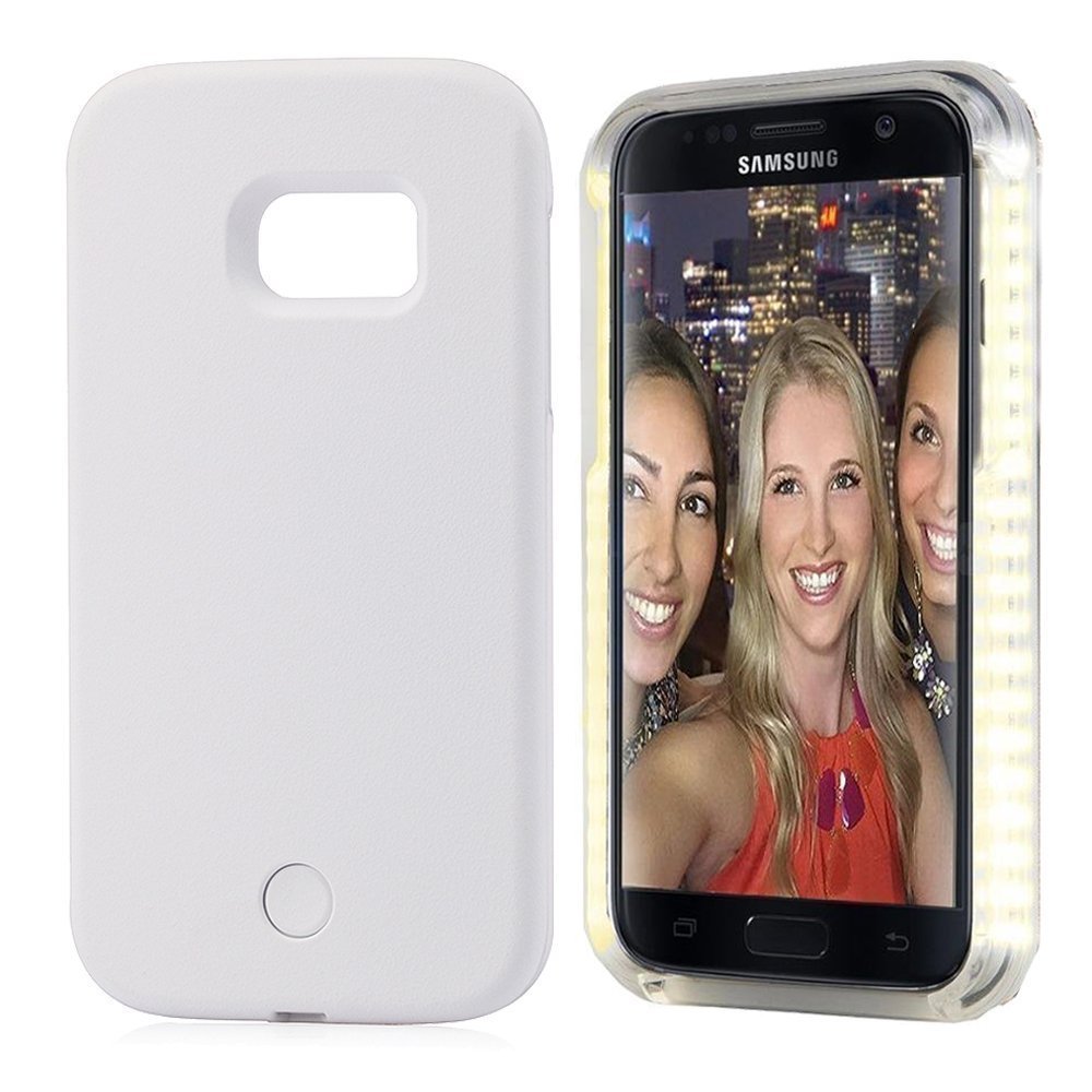NEW LED CASE FOR SAMSUNG GALAXY S6 EDGE PLUS, White Light UP Latest Selfie Phone Case Illuminated Cell Phone Case UK SELLER (White)