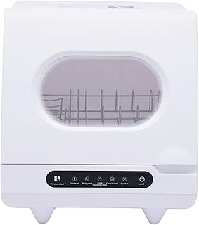 Portable Countertop Dishwasher, Mini dishwasher with a Built-in 4-5L Water Tank, 5 Washing Programs, Extra Dry Function for Apartments, Camping and RV, White, 360Â° Spray, Fruit Cleaning
