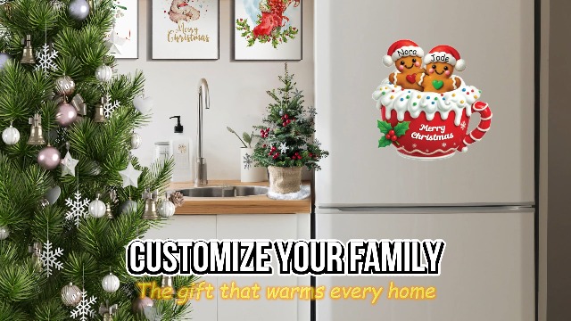Imán familiar de pan de jengibre personalizado para Navidad miniatura 7