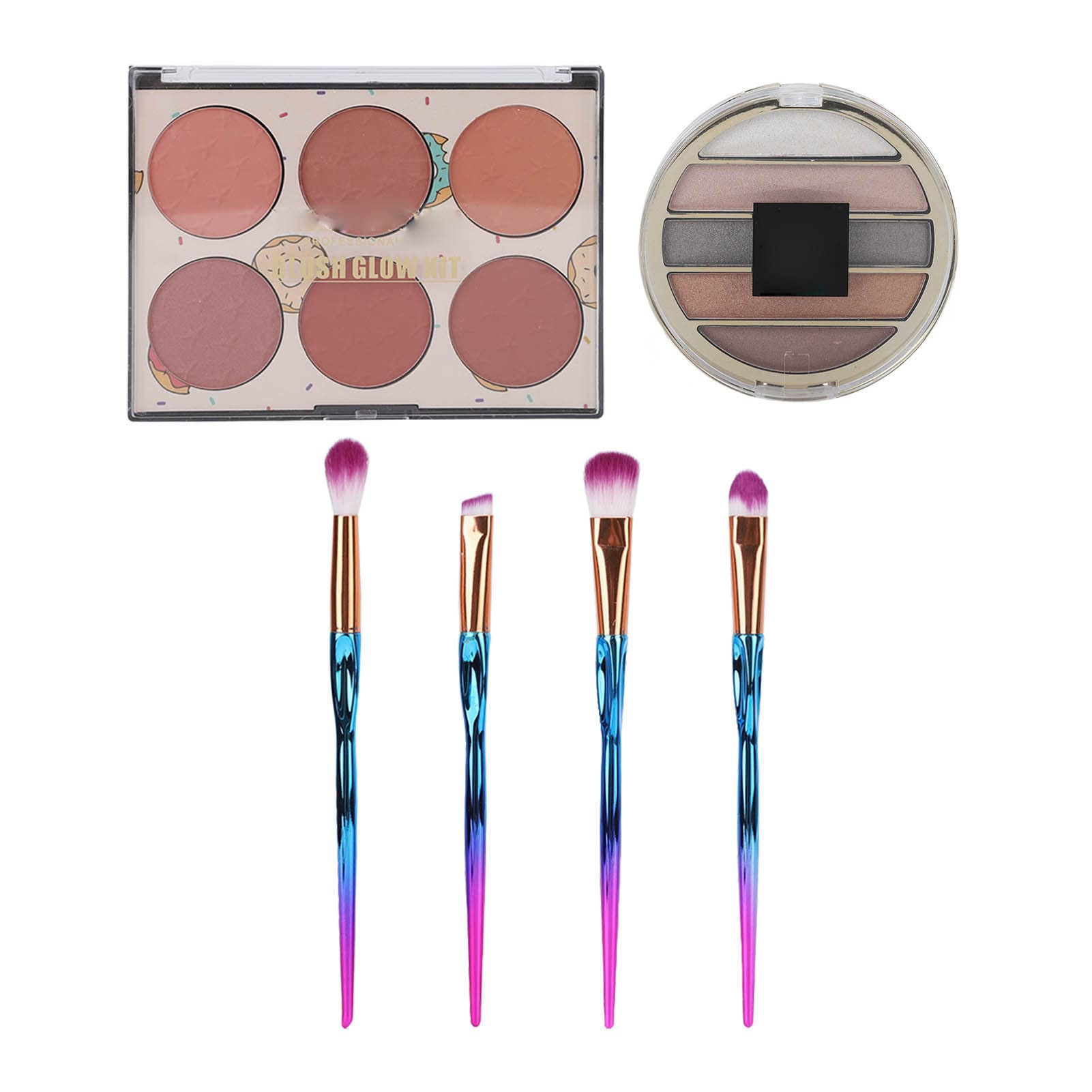 6 colori fard in polvere per il viso 5 colori palette di ombretti waterproof set pennelli per trucco per donne ragazze per trucco quotidiano e applicazione professionale polvere