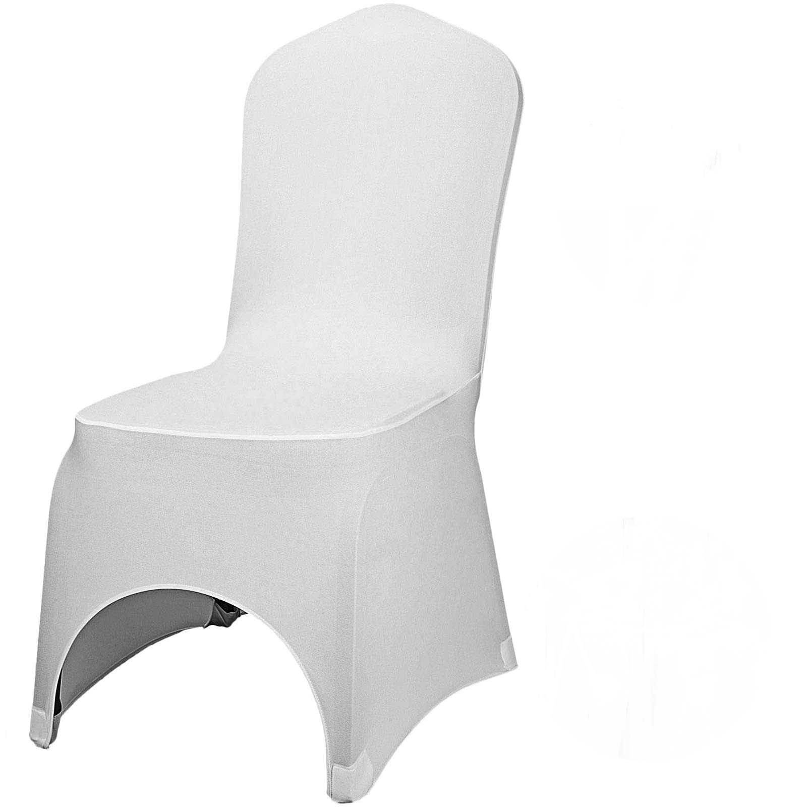 VEVOR Fundas para Sillas de Boda para Altura de Silla de 89-98 cm, Cubiertas para Sillas Blancas 50 Piezas, Fundas de Sillas de Licra sin Brazos Poliéster y Elástico, Fiesta Celebración Decoración