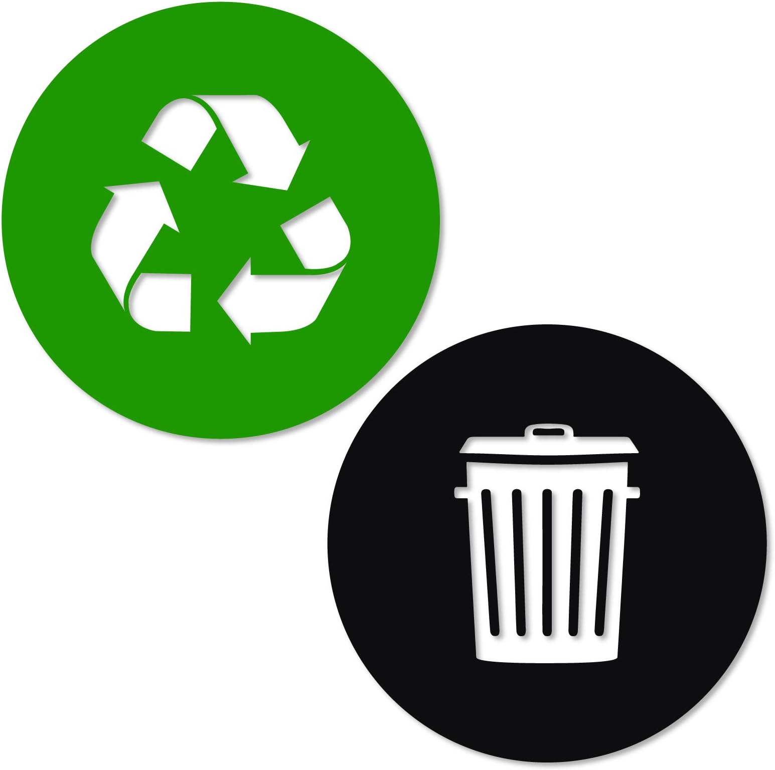 Vinyl Friend Recycle and Trash Sticker Logo Style Symbol to Organize Trash cans or Garbage containers and Bins - Contour Cut Decal Sticker (Green/Black, Small)