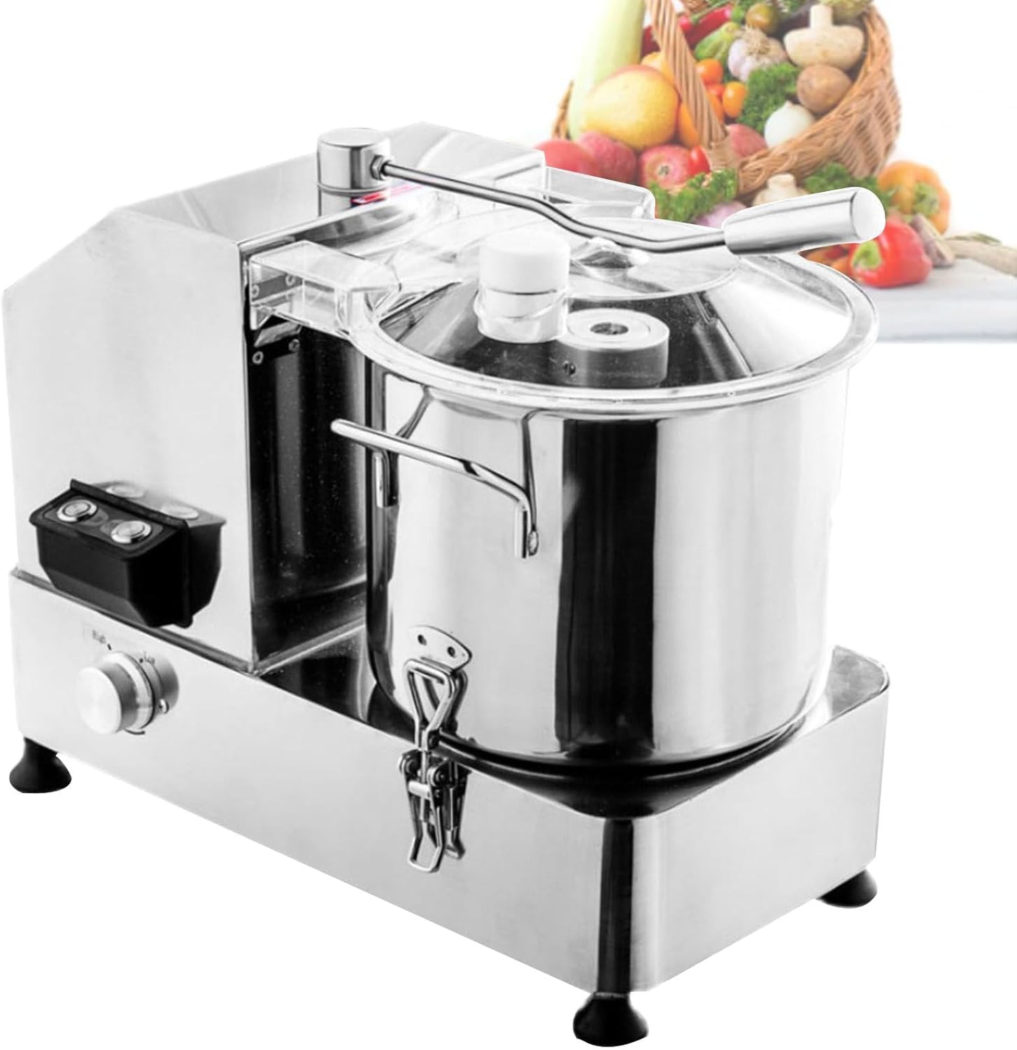 Picador eléctrico de alimentos, procesador automático multifuncional de verduras y carne, velocidad ajustable, rallador de acero inoxidable para comidas rápidas (HR)