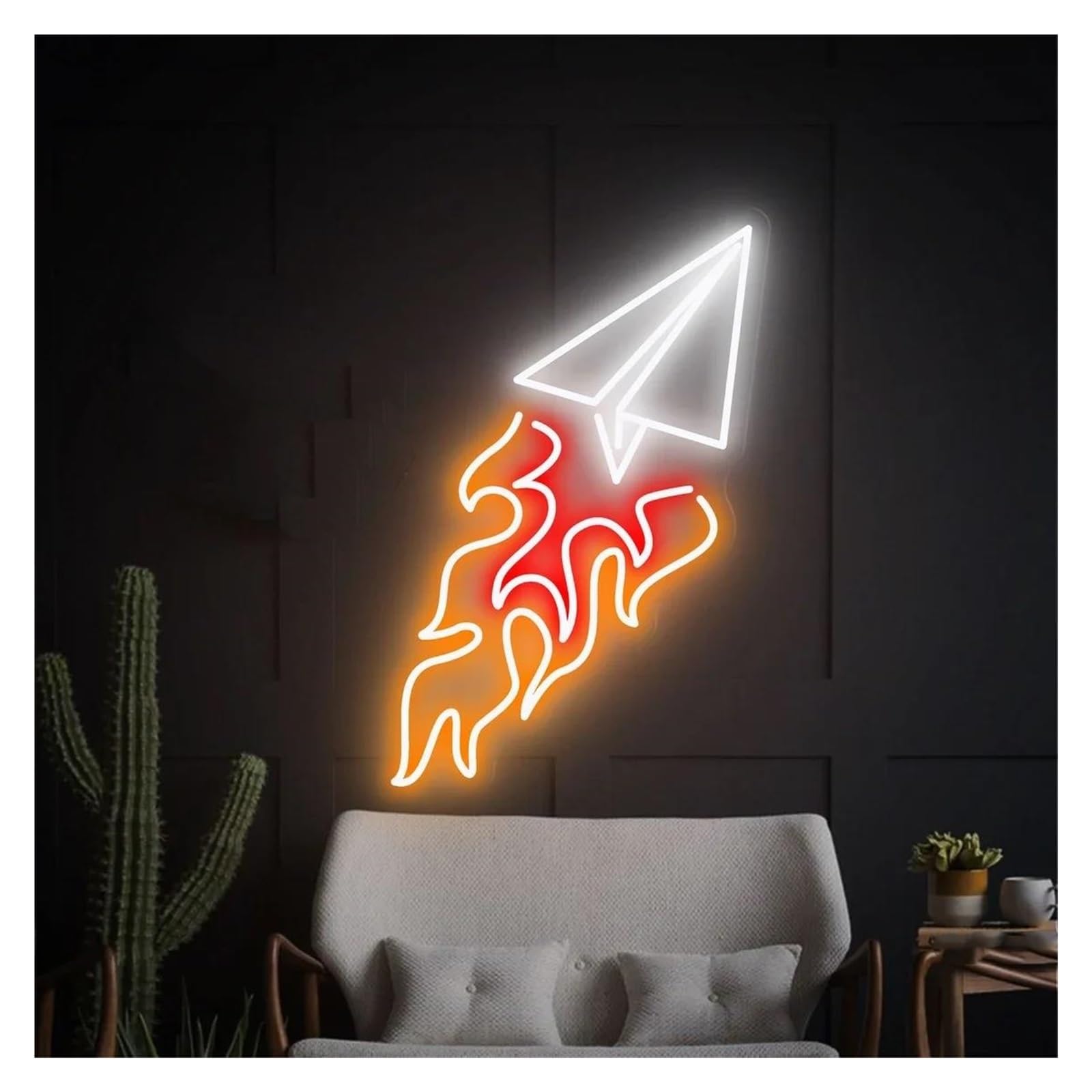 Lemst B Signs Lamp Airplane Neon Sign For Game Room Kids Edroom Wedding Wall Hanging Decor Dimmable Us Powered Night Light 38Cmx20cm(B)