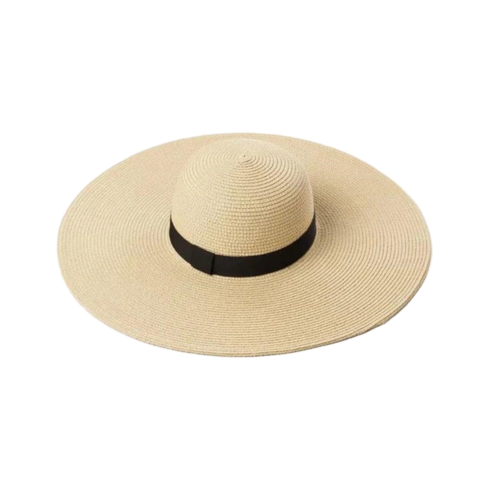 EYRMQWJPC Wide Brim Sun Hat, Women's Straw Sun Hat Wide Brim 11-14cm Protection Multicolor Beach Travel Summer(Webbing Beige,Brim 14cm)