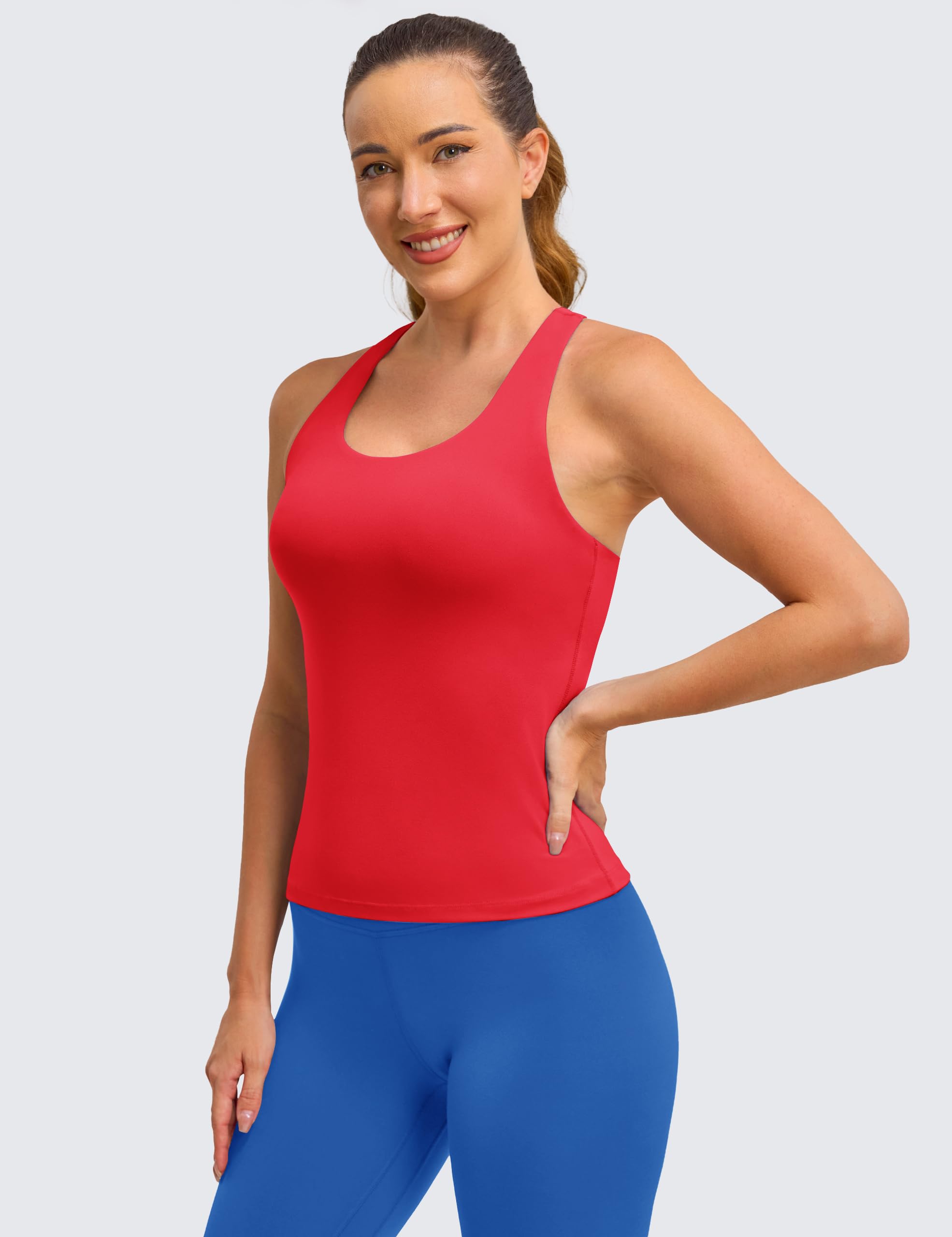 BAYDI Clouduxi Racerback-Workout-Tanktop für Damen, Yoga-Shirts mit integriertem BH, ärmelloses Camisole