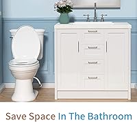 Vista 9 de R&T Asiento de inodoro redondo con asiento de entrenamiento para ir al baño integrado, asiento de cierre lento para niños y adultos, fácil