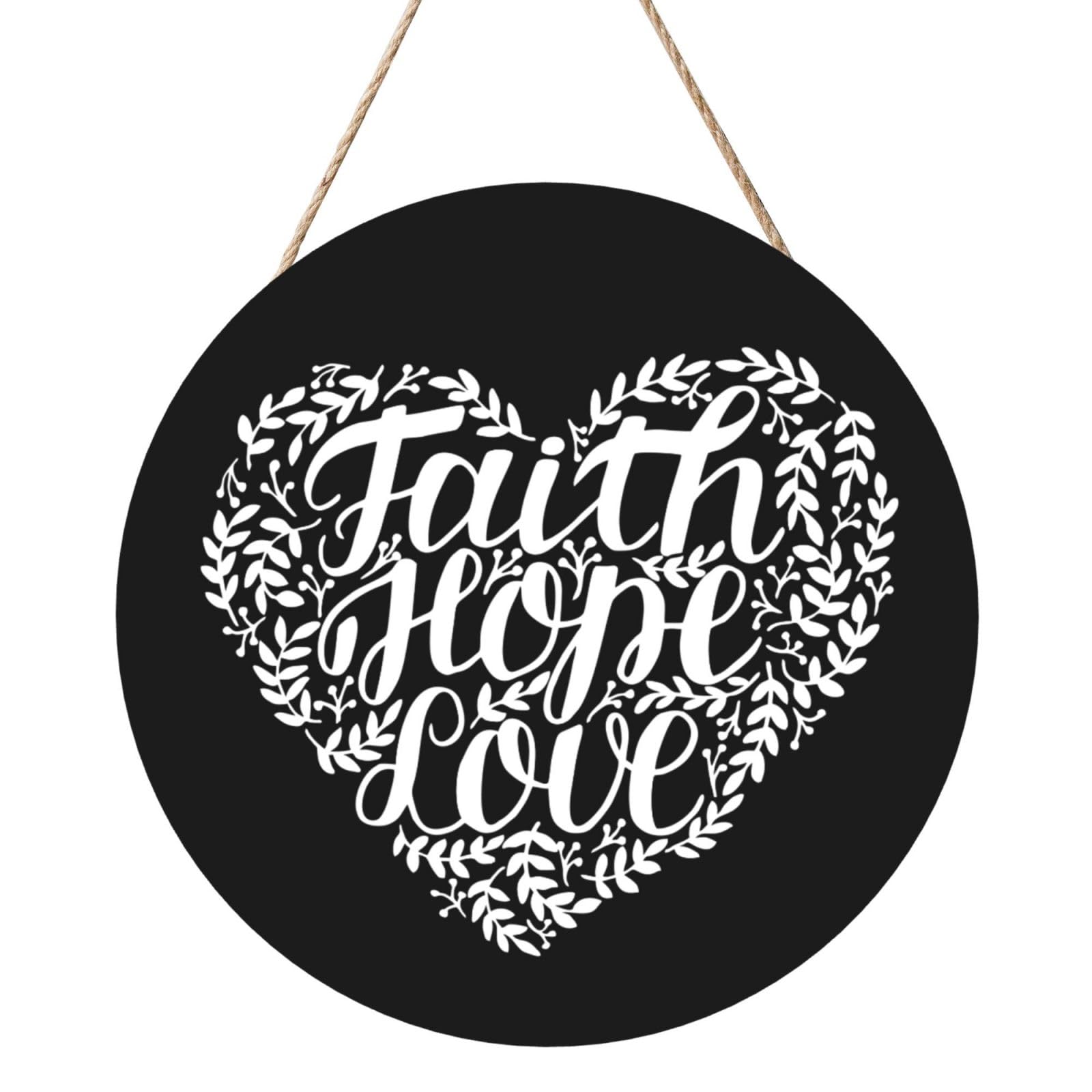 Faith Hope Love Christian Door Signs Plaques Wood Welcome Sign For Front Door Wall Hanging For Home Farmhouse Office Classroom Party Decoration