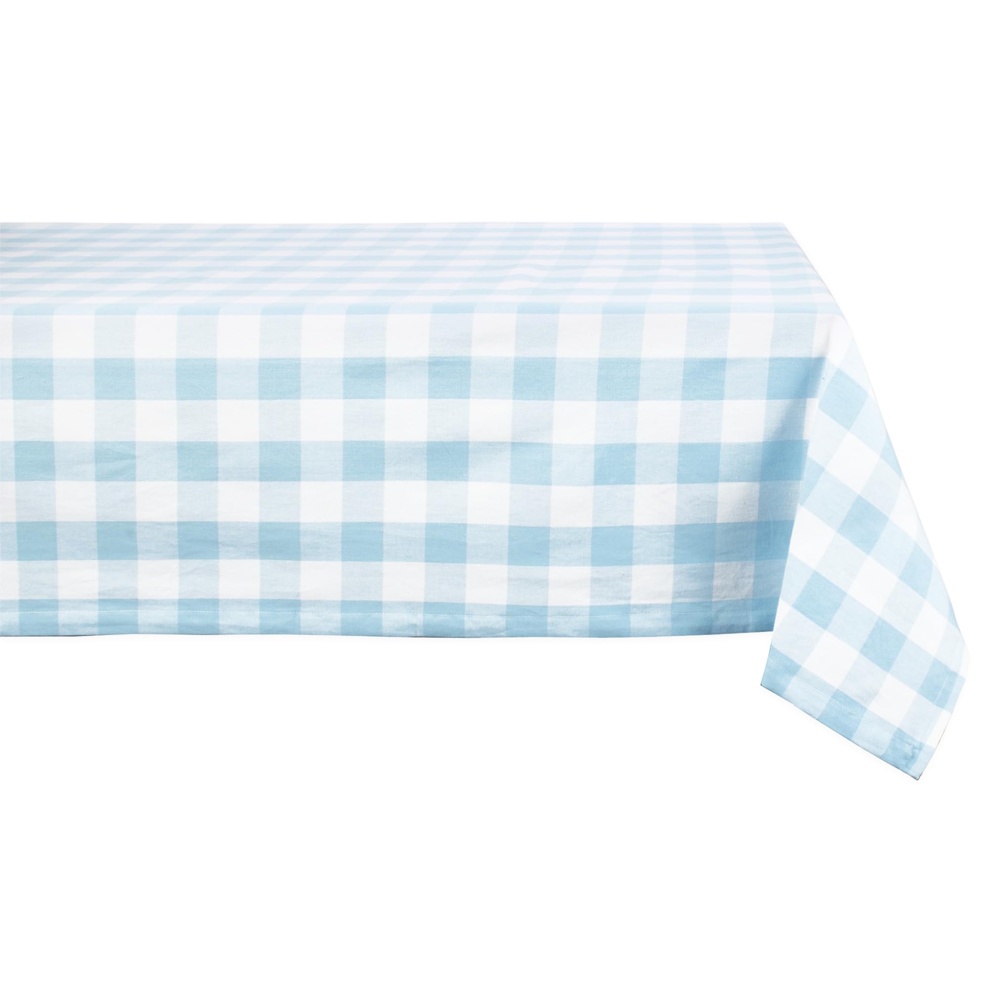 DII Buffalo Check Collection Classic Tabletop, Tablecloth, 60x84, Light Blue & White