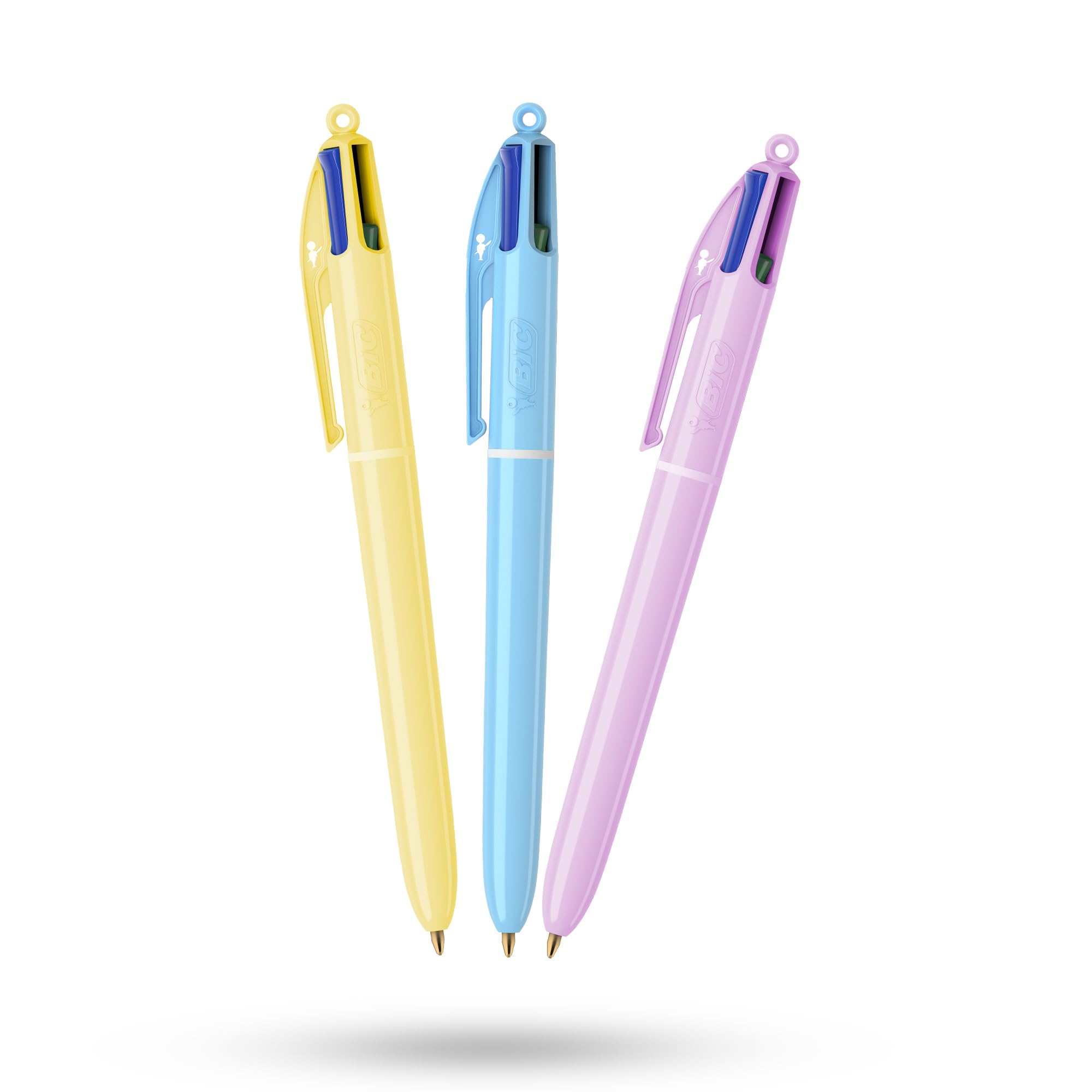 BIC 4-Colour Pastel Pens Multi Pen Retractable Design Multicolour Pen With Four Assorted Vibrant Inks Multi Coloured Pens All in One for School Office and Colour Coding (Pack of 3)