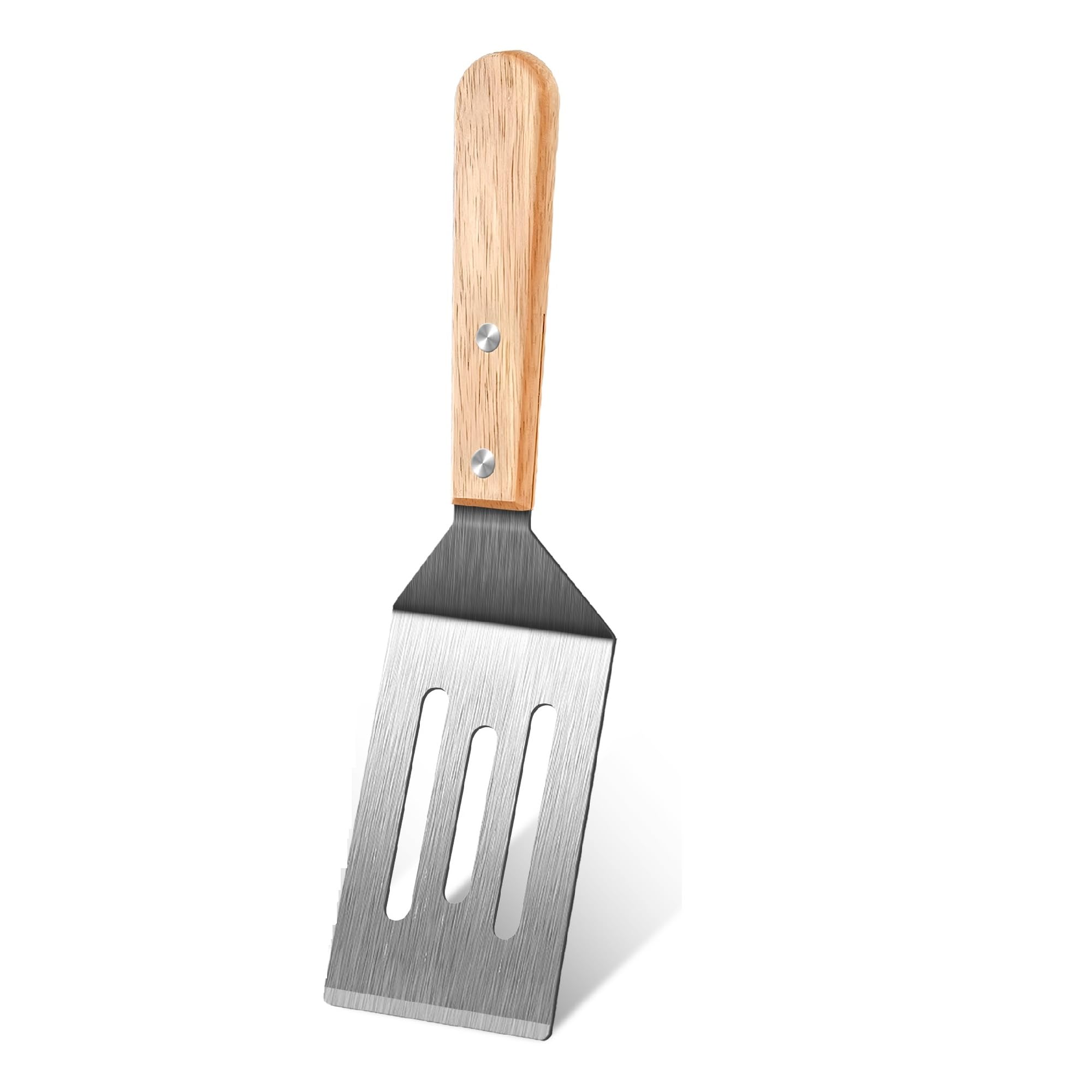 Stainless Steel Spatula Set, Metal Spatula for Cast Iron Skillet, Metal Spatulas for Kitchen Use with Wooden Handle, Ideal for Frying Steak, Pancake,