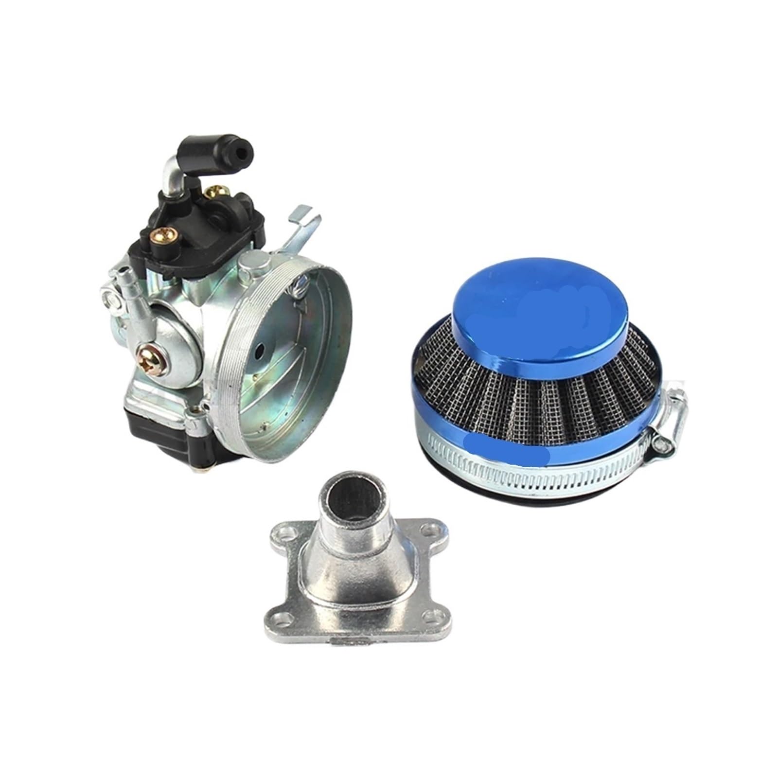 Carburador de moto Conjunto de filtro aire carburador ATV 49cc rendimiento 19mm para 2 tiempos 47cc 49 Cc para Mini bicicleta bolsillo(Prata)