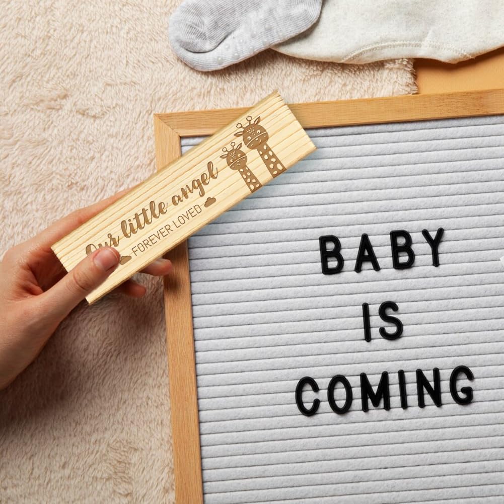 CHGCRAFT Cartoon Pregnancy Test Keepsake Box Giraffe Wooden Pregnancy Announcement Gifts Box with Raffia Ribbon and Lock Announcement Gifts for Dad Husband 8x2x1.2inch - Image 4