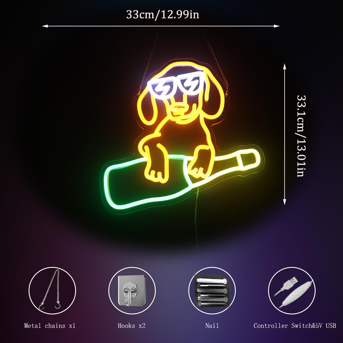 Neonschild Hund Dackel Geschenk für Weinliebhaber Wanddeko Tierzimmer Wanddekoration Kinderzimmer Wanddeko Kinderzimmer Kunstdekoration