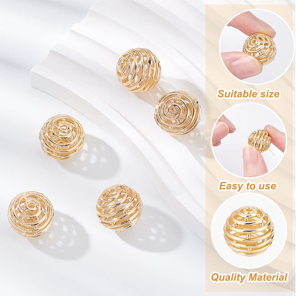 BENECREAT 10 PZ Perlina Spaziatrice In Filigrana Cava con Perline In Ottone A Nido D'Ape Placcato In Oro 18k, Utilizzato per La Produzione di Gioielli Altri Mestieri, 16.5x18x17mm