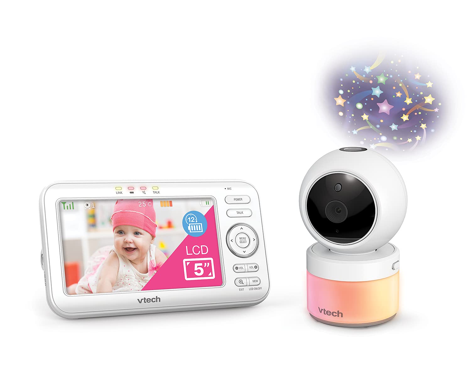Kimvm5463 Baby Video Monitor With 5 Inch Monitor, Night Projector And Tilt, Rotate And Magnify Image Function Light Vtech