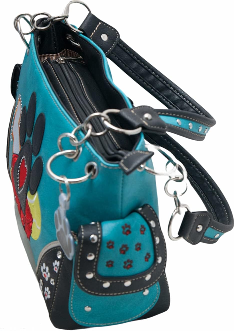 HW Collection Dog Paw Print Handbag Women Shoulder Purse Wallet Set Western Style