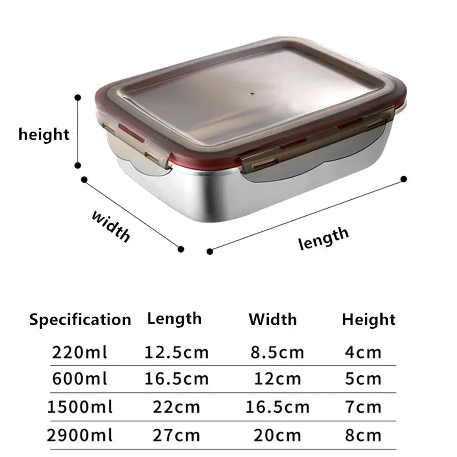 304 Edelstahl-Bento-Box, versiegelt, auslaufsicher, Reiseaufbewahrung, Frischhaltedose, Mikrowelle, Heizung, Hausboxen (X-Large)