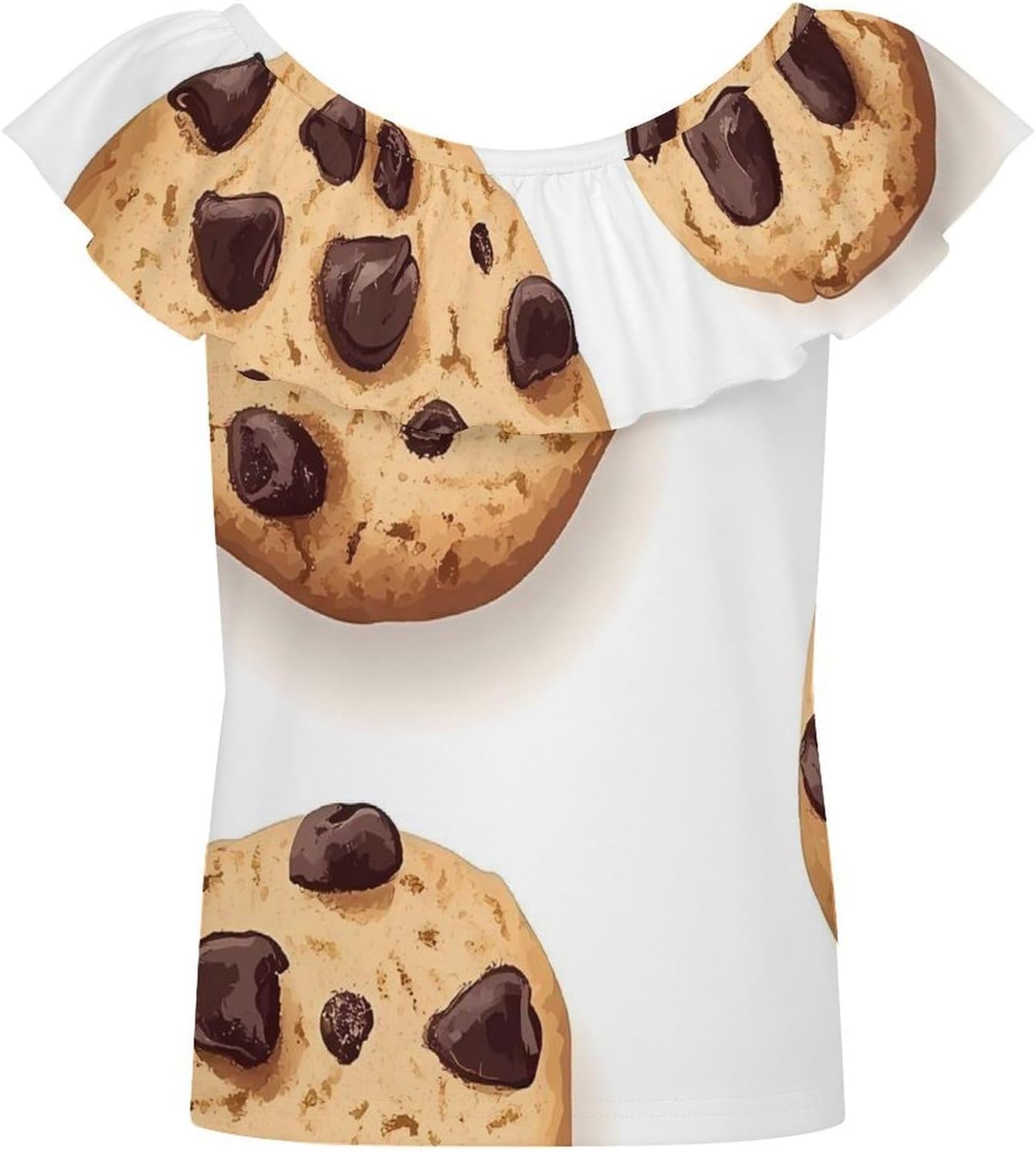 Chocolate Chip Cookiee Girls T-Shirts Top Ruffle Short Sleeve Blouse Casual Graphic Tees