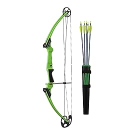 Genesis Original Compound Bow & Arrow Kit- Adjustable Riser, 15-30 Draw Length, 10-20 lb Draw Weight, All Skill Levels, Draw Hand - Left, Green