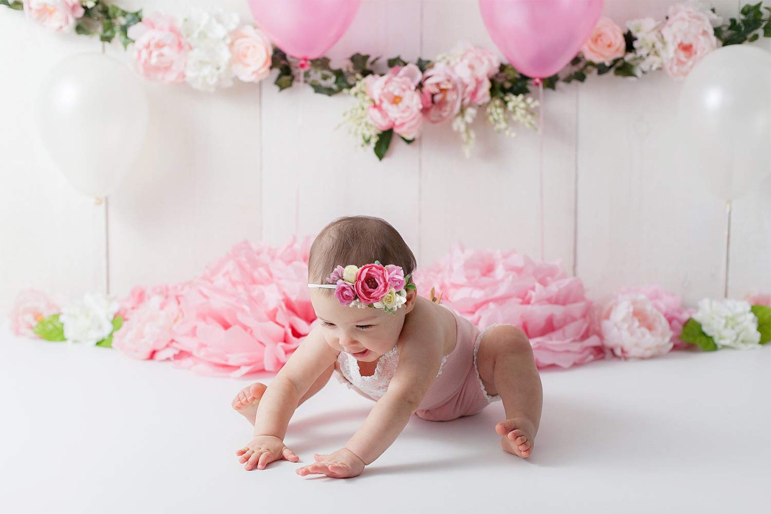 Baby Girl Floral Headbands- 3pcs Nylon Headband Handmade Flower Crown Elastic Hairband Newborn Toddler Hair Accessories Gifts for Girls (1-6 years old) - Image 2