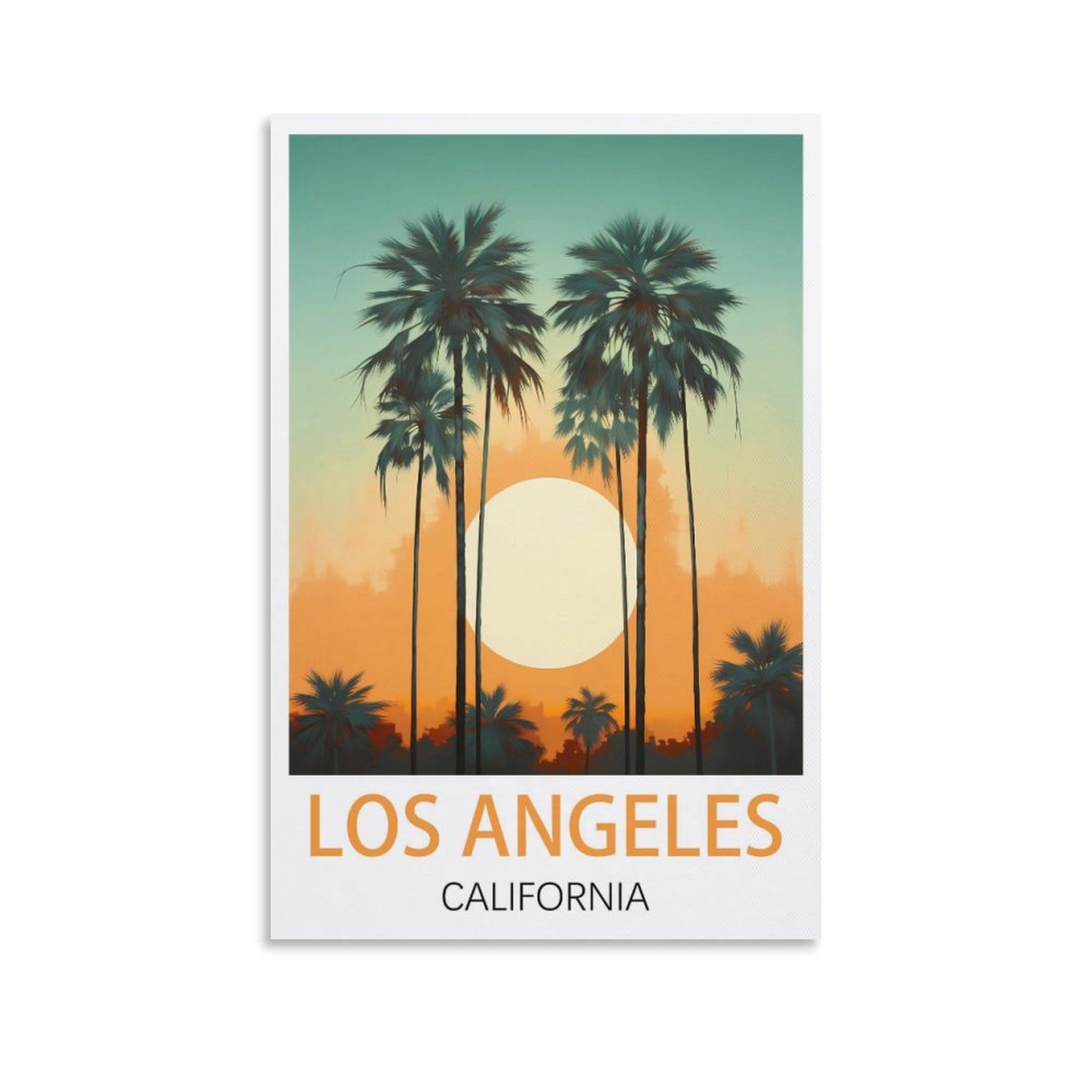 Fuudang Unframe-Style Los Angeles California Vintage Travel Posters 08X12inch(20X30cm) Canvas Art Poster And Wall Art Picture Print Modern Family Bedroom Decor Posters