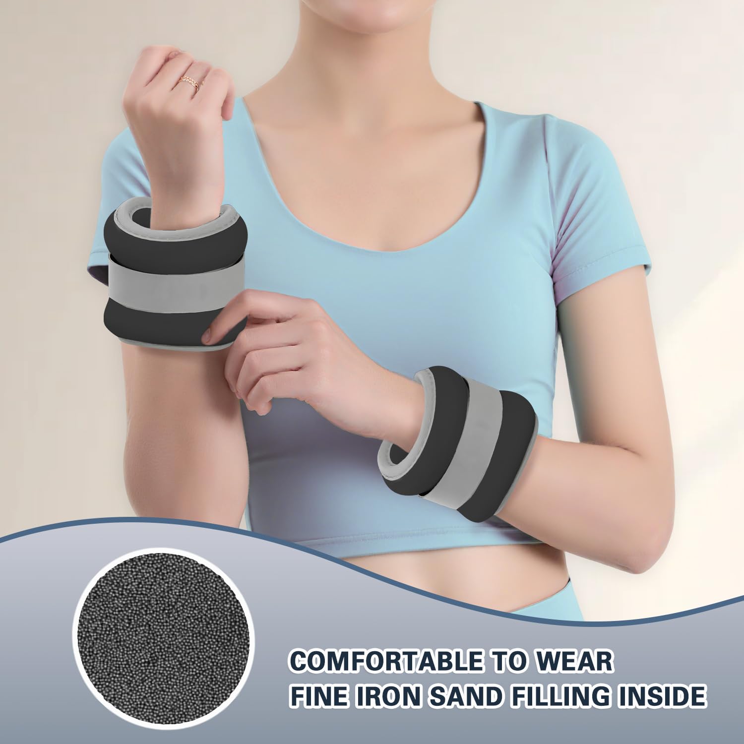 Lot de 2 manchettes lestées pour pieds et bras pour débutants et enfants, poids de cheville, poids de poignet, poids de cheville idéal pour pilates, yoga, jogging