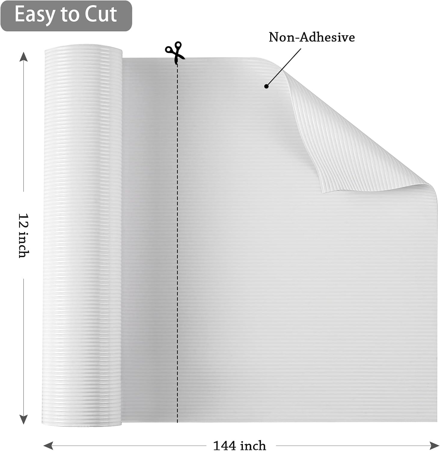 GOTECHBO Shelf Liner White Non-Adhesive Cabinet Liner, Washable Closet Liners, Easy to Cut Kitchen Drawer Liners Suitable for Pantry Cupboard, Storage （12 Inch Wide） -