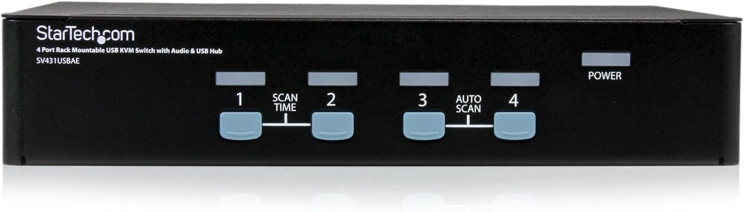 StarTech.com 4 Port Rack Mountable USB KVM Switch with Audio & USB Hub - KVM / audio / USB switch - 4 x KVM / audio / USB - 1 local user - desktop - SV431USBAE
