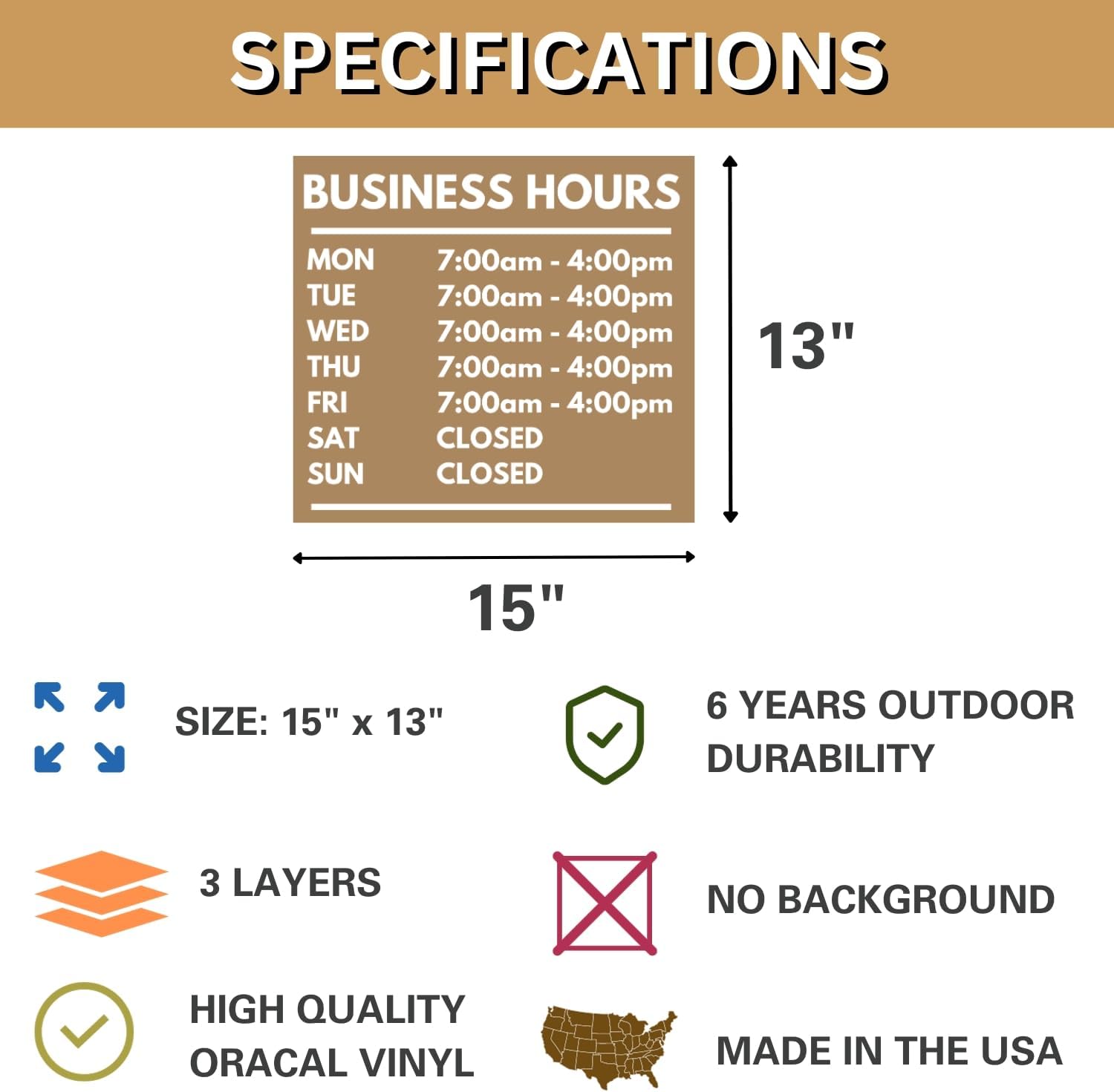 Custom Business Hours Signs - Window Decals for Store Hours, Office & Retail