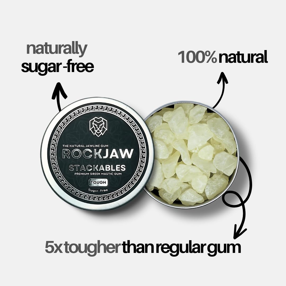 ROCKJAW® Premium Tough Jawline Mastic Gum | Stackables | Re-Chewable, Hand-Picked Mastic Gum Crystals | 100% Natural | Aspartame-Free | Sweetener-Free | Sugar-Free image 2