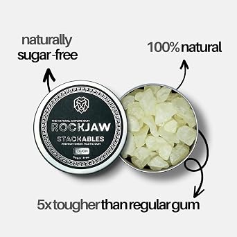 ROCKJAW Premium Tough Jawline Mastic Gum | Stackables | Re-Chewable, Hand-Picked Mastic Gum Crystals | 100% Natural | Aspartame-Free | Sweetener-Free | Sugar-Free